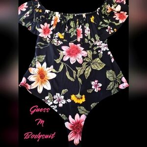 GUESS black floral bodysuit.  Size M